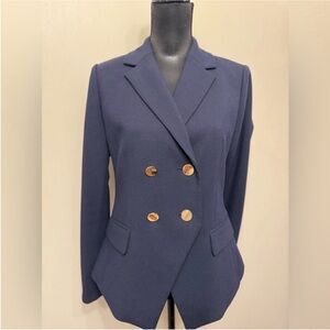 LOFT Women’s Navy Double- Breasted Blazer with Gold Buttons Size 2